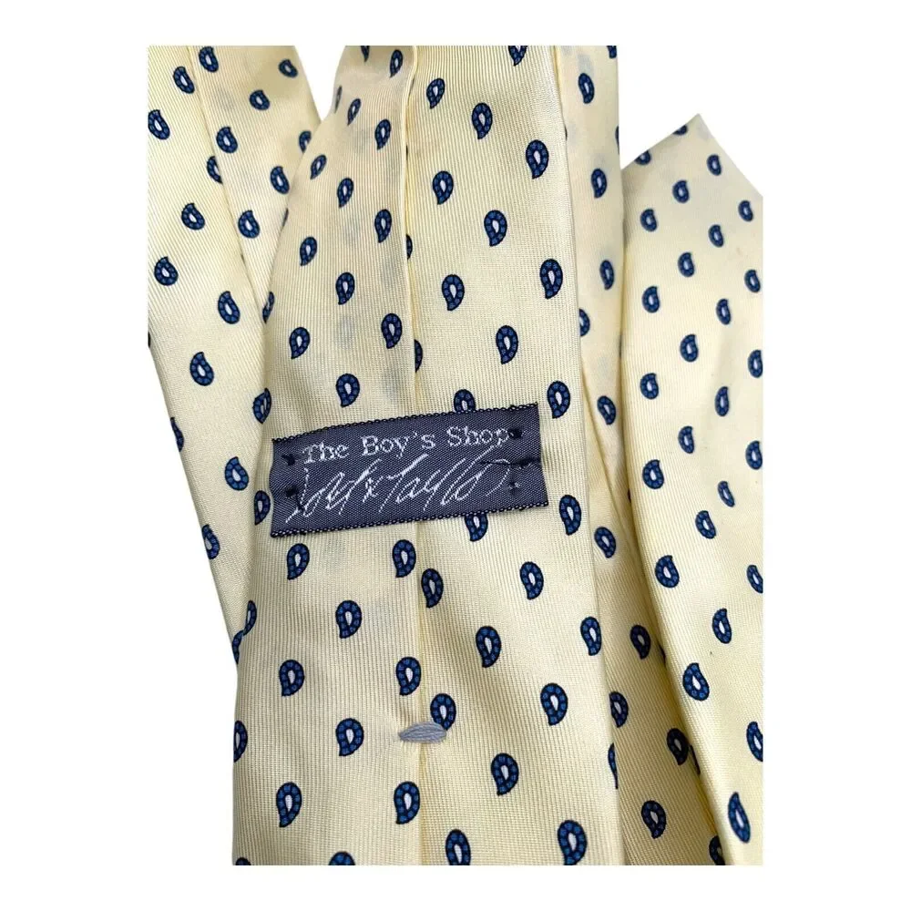 Lord & Taylor the boys shop kids silk neck tie yellow navy